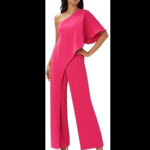 Adrianna Papell One Shoulder Crepe Melania Jumpsuit